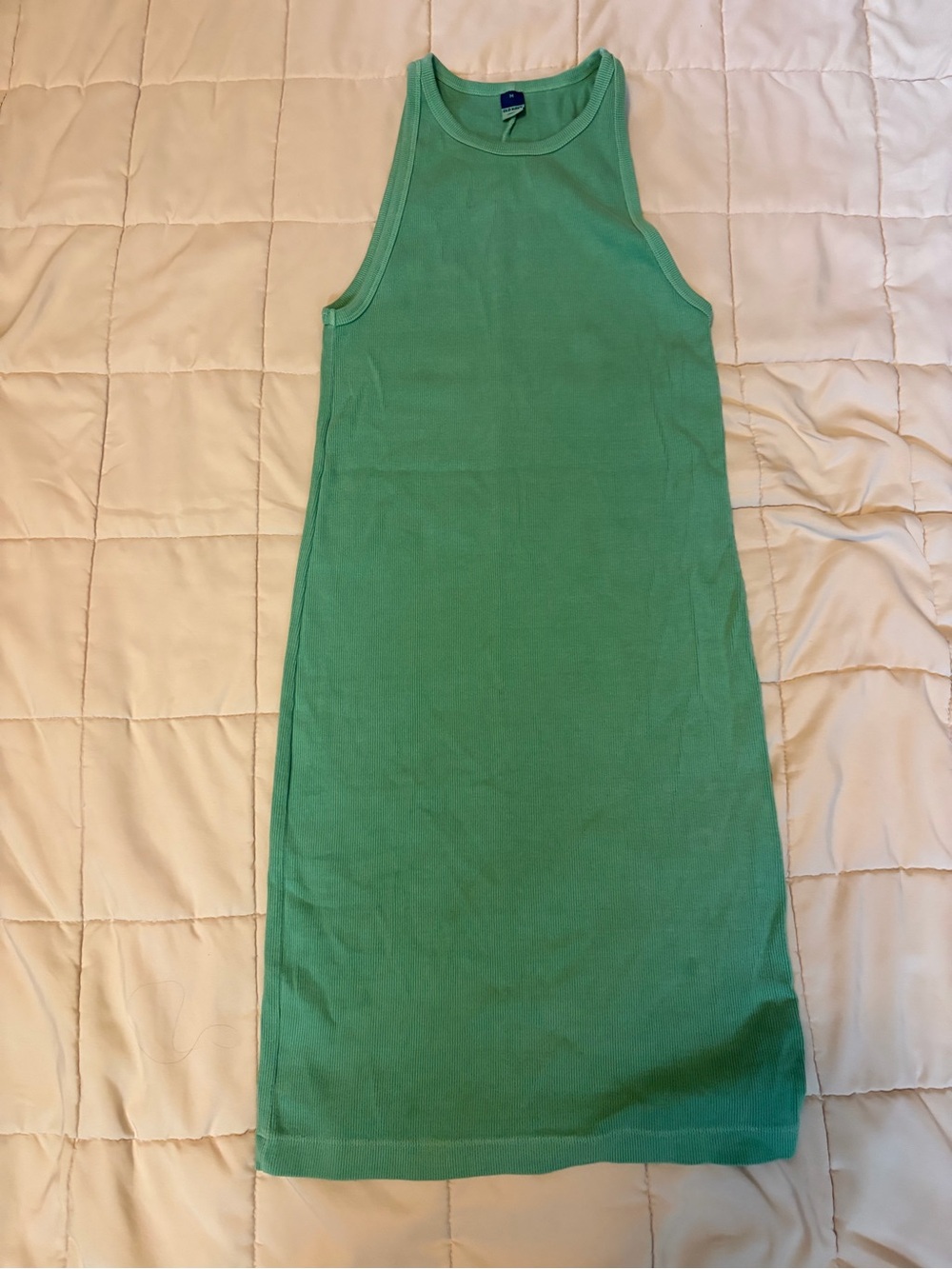 Old Navy Green Sleeveless Ribbed Midi Dress